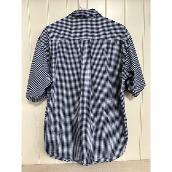 Orvis Shirt Men's Size Medium Blue & White Mini Check Short‎ Sleeve Button Down - Picture 2 of 3